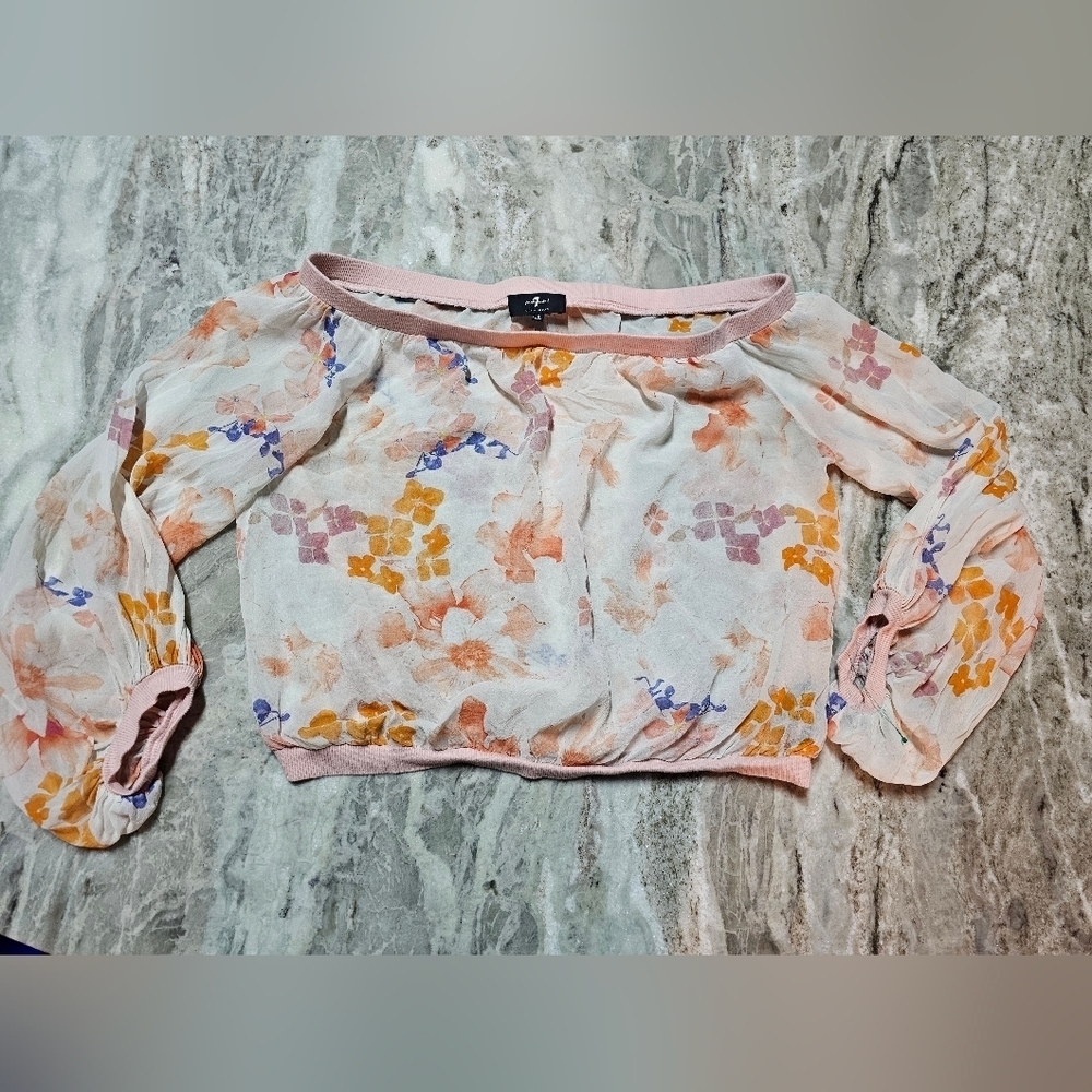 7 For All Mankind 100% Silk Floral Blouse Size Small